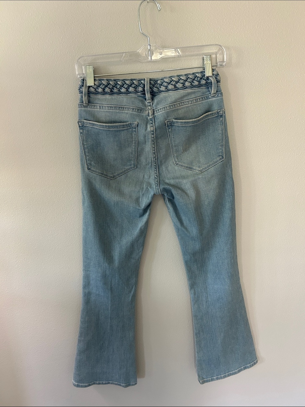 Frame Denim Braided Waist Light Blue Le Crop Mini Boot Jeans Size 24 - Picture 3 of 11